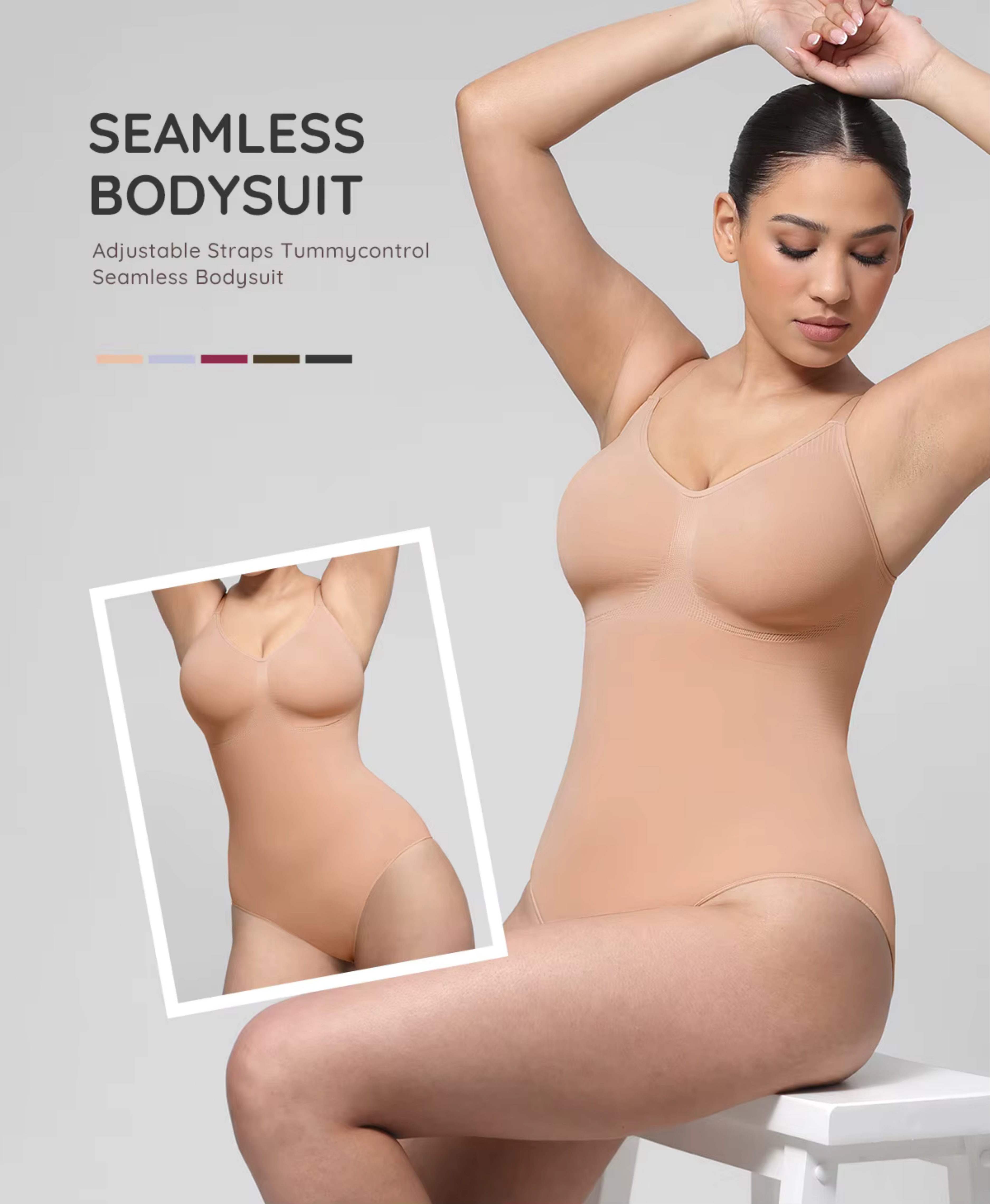 Seamless Tummy Control Shapewear Bodysuit for Women