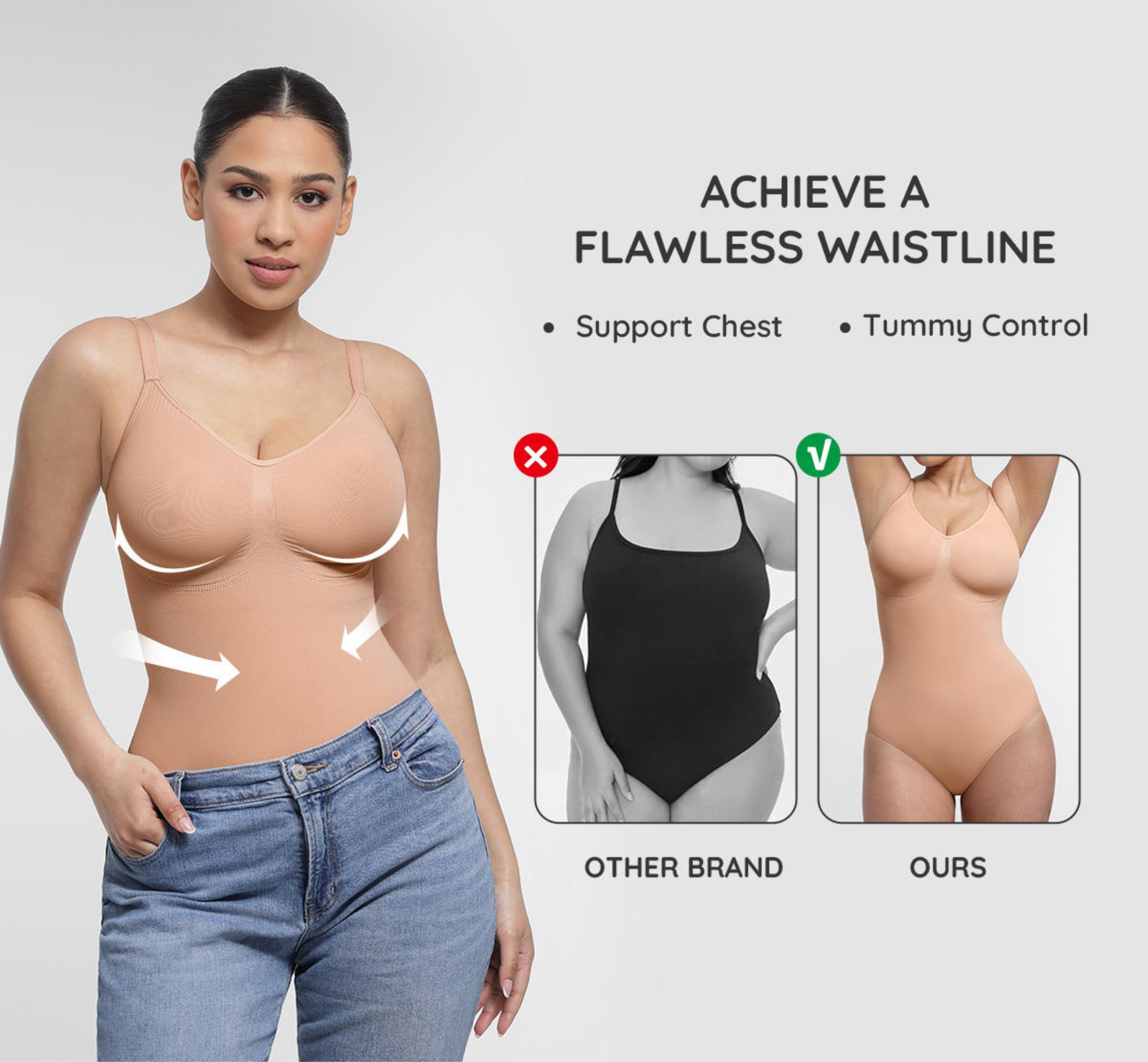 Seamless Tummy Control Shapewear Bodysuit for Women