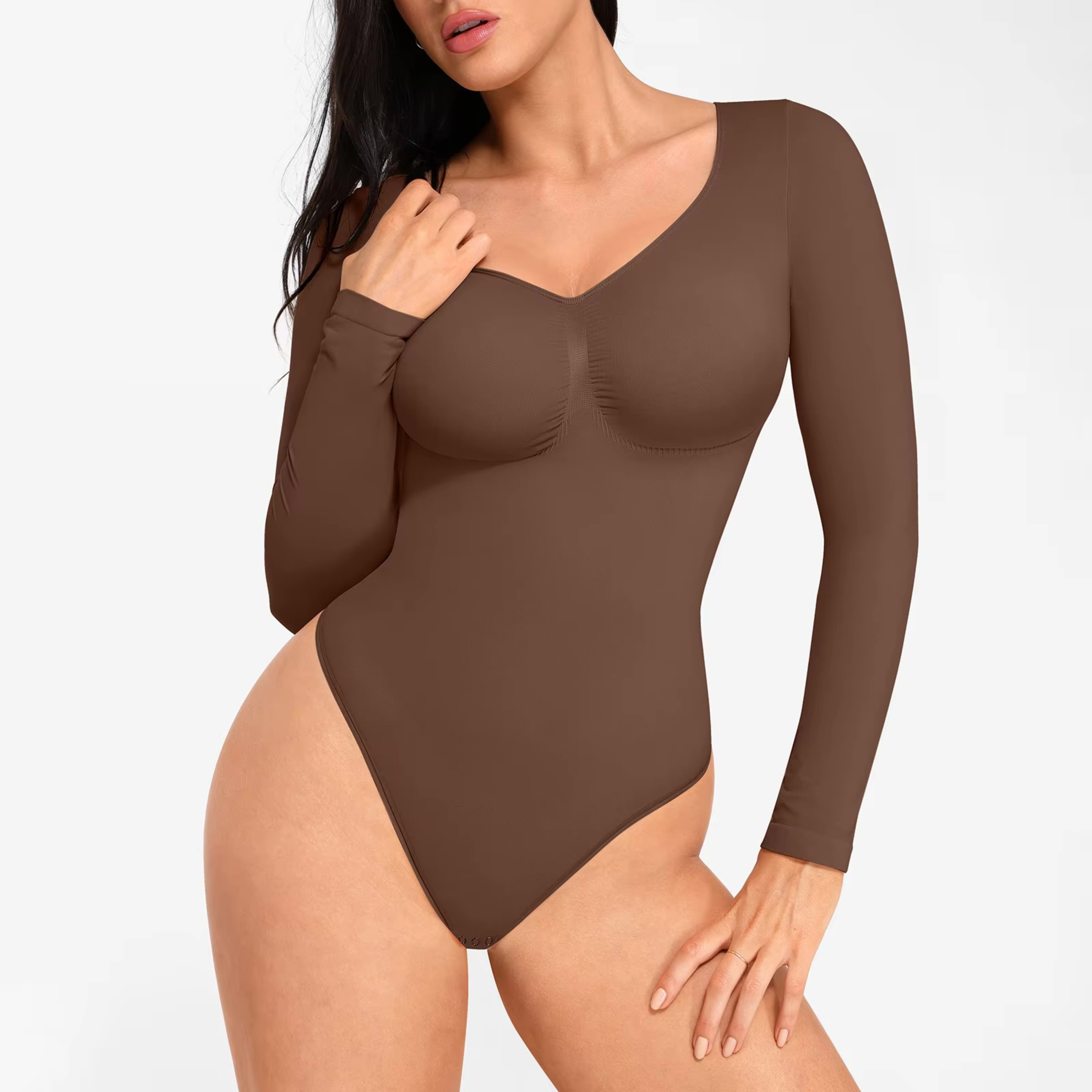 Seamless Full Sleeve Tummy Control Shapewear Bodysuit for Women